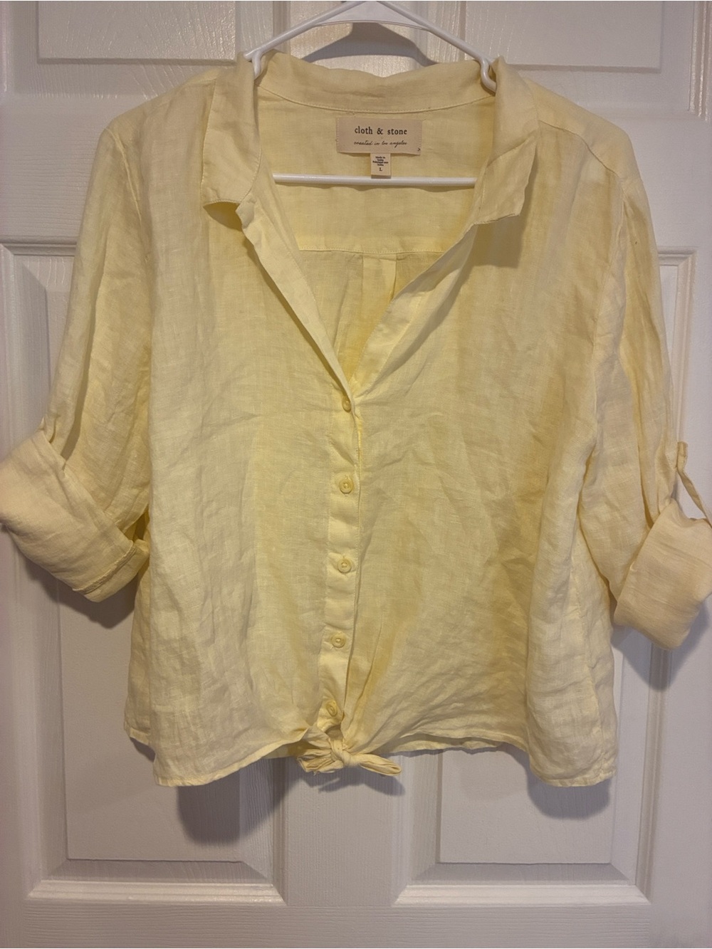 Anthropologie Cloth and Stone Butter Yellow Button Up
